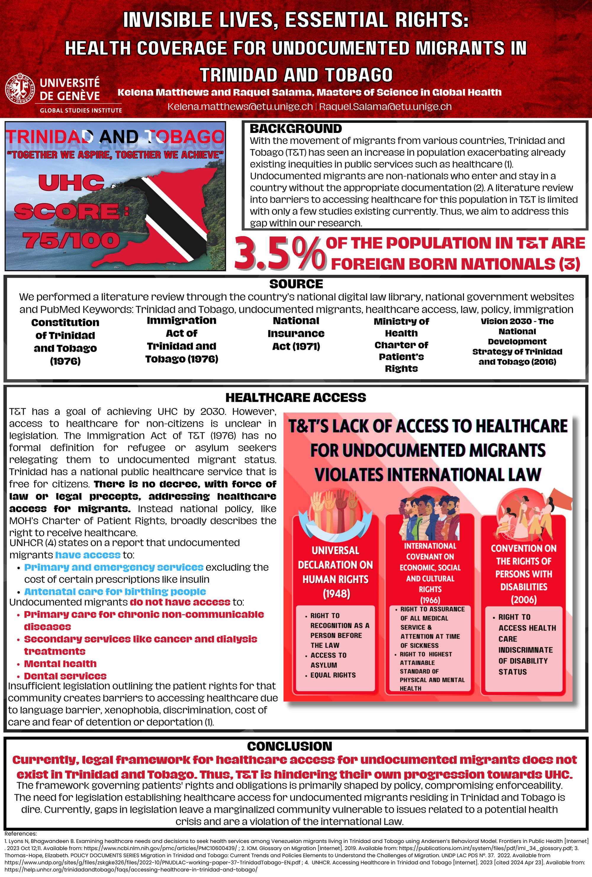 Invisible lives, essential right : health coverage for zndocumented migrants in Trinidad and Tobago