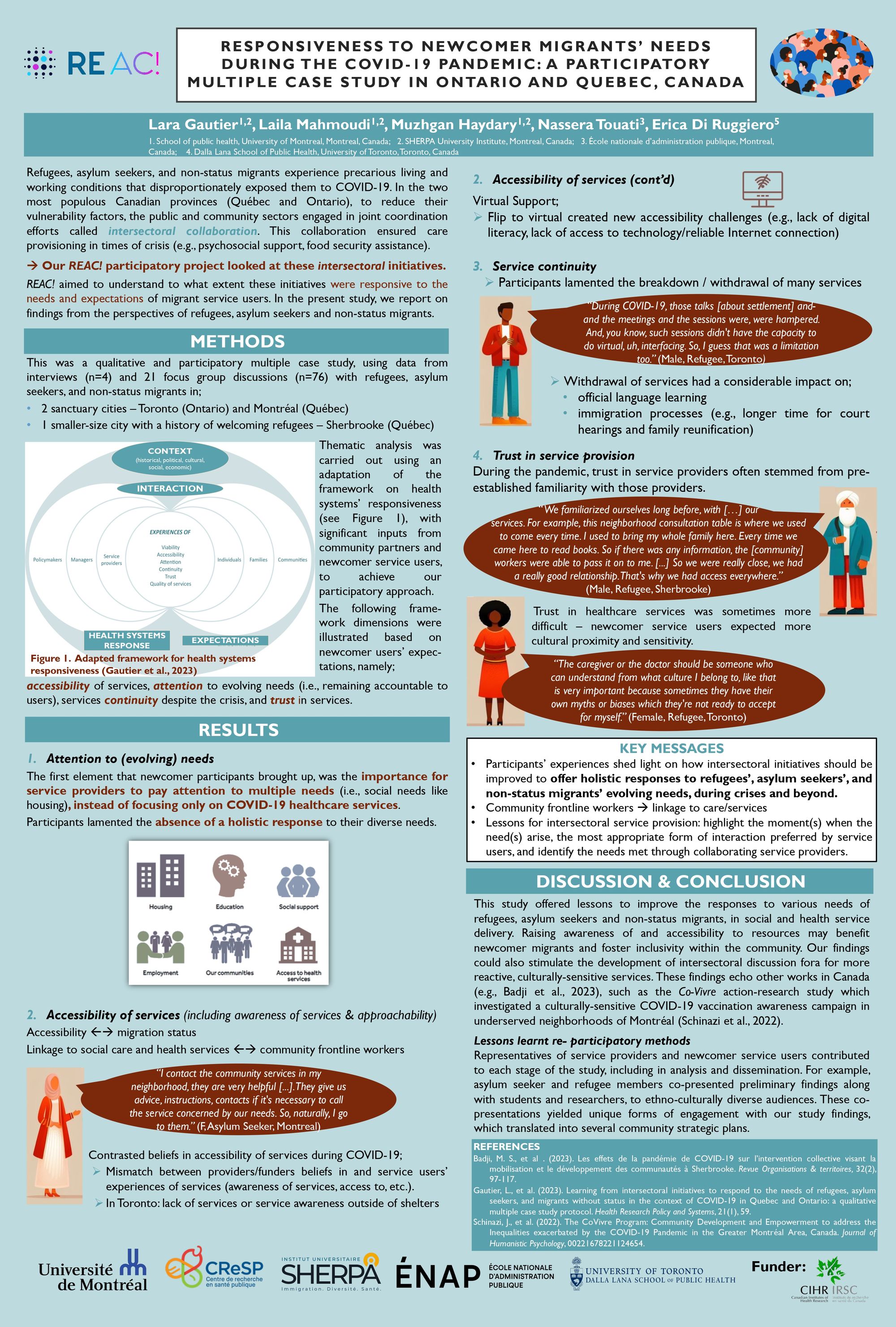 Responsiveness to newcomer migrants’ needs during the COVID-19 pandemic: A participatory multiple case study in Ontario and Quebec, Canada