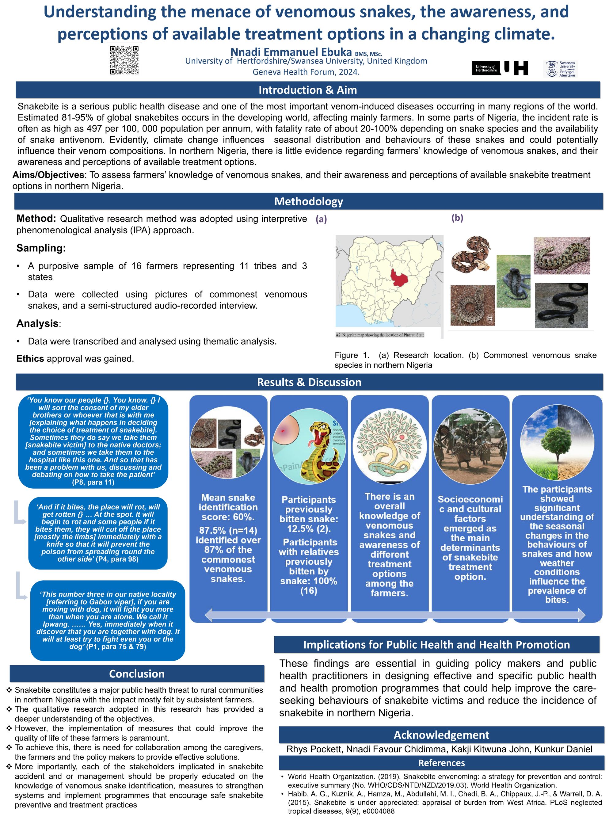 Understanding the menace of venomous snakes, the awareness, and perceptions of available treatment options in a changing climate